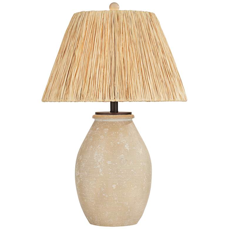 Image 2 360 Lighting 27 1/2" High Raffia Shade Sand Finish Table Lamp