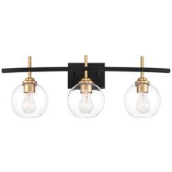 360 Lighting 27&quot; Wide 3-Light Black and Gold Clear Glass Bath Light