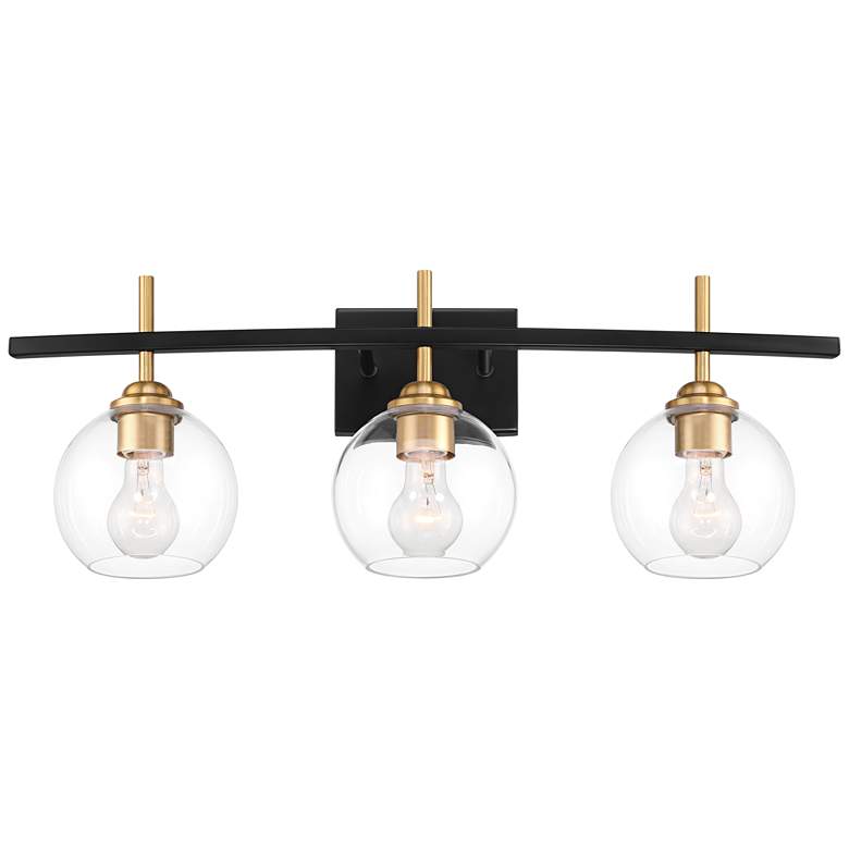 Image 2 360 Lighting 27 inch Wide 3-Light Black and Gold Clear Glass Bath Light