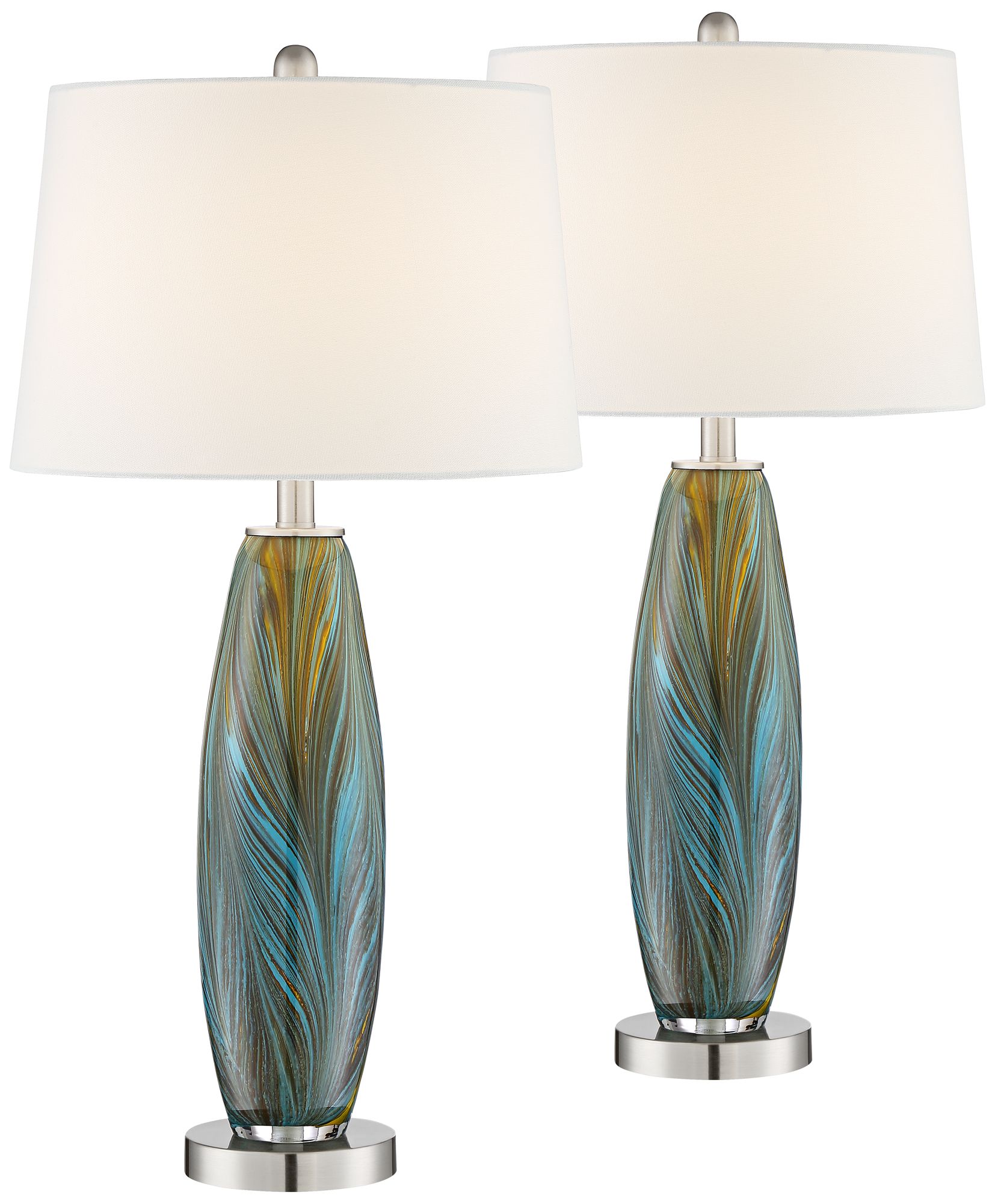 Image 2 360 Lighting 29 1/2" Azure Glass Lamps Set of 2 with Smart Sockets