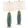 2_360 Lighting 29 1/2" Azure Glass Lamps Set of 2 with Smart Sockets