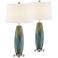 360 Lighting 29 1/2" Azure Glass Lamps Set of 2 with Smart Sockets