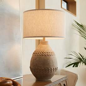 Image1 of 360 Lighting 29 1/2" High Southwest Braided Carvings Jar Table Lamp