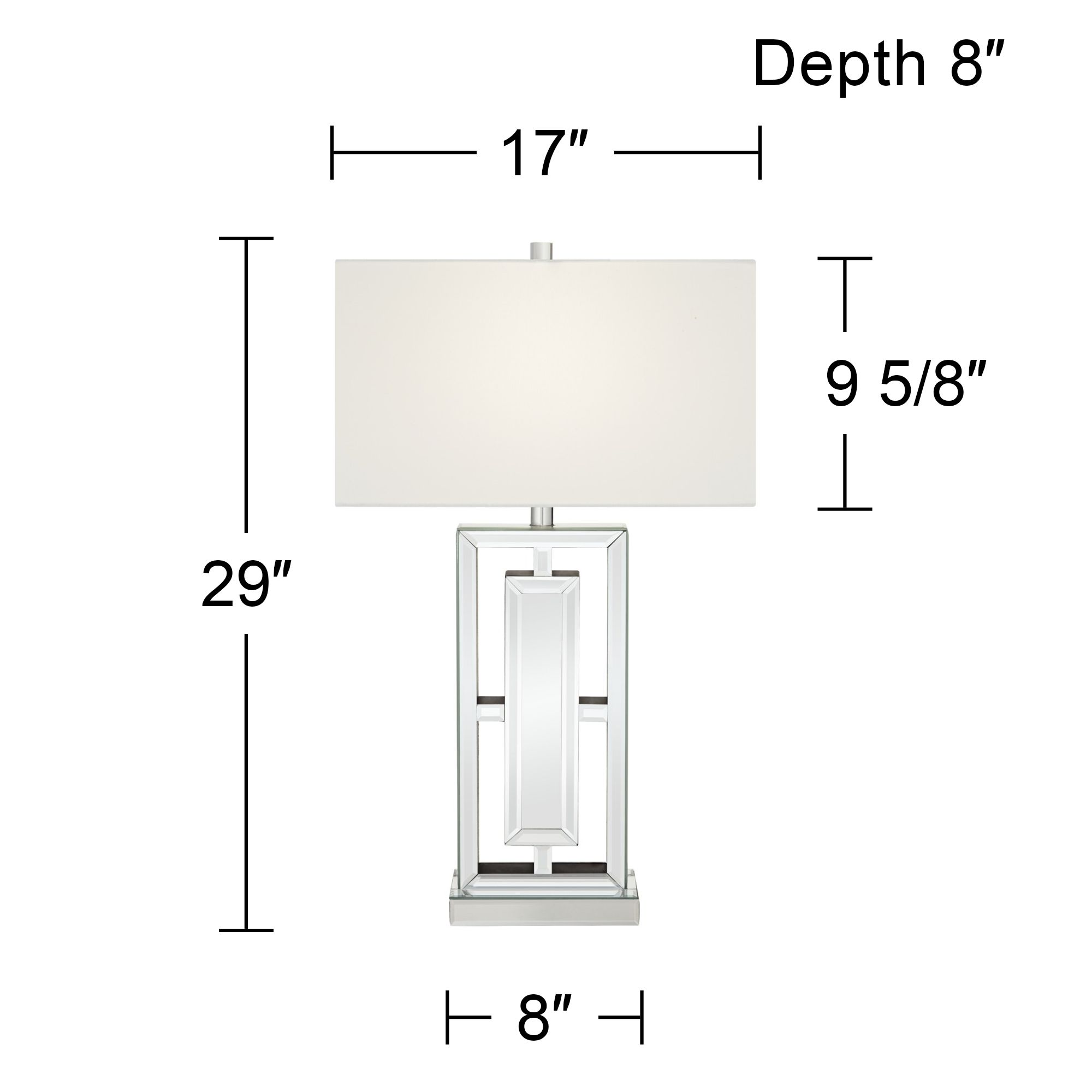 360 Lighting 29" High Rectangular Modern Mirrored Table Lamp