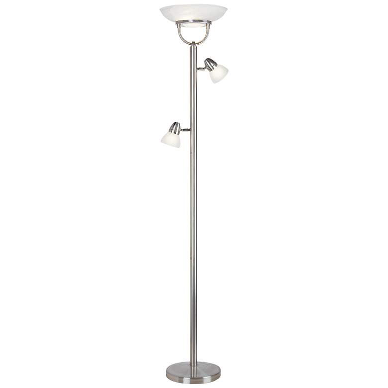 Image 3 360 Lighting 3-in-1 Brushed Nickel Torchiere Floor Lamp with Side Lights