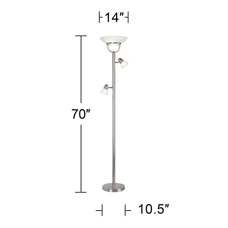 Image 4 360 Lighting 3-in-1 Brushed Nickel Torchiere Floor Lamp with Side Lights more views