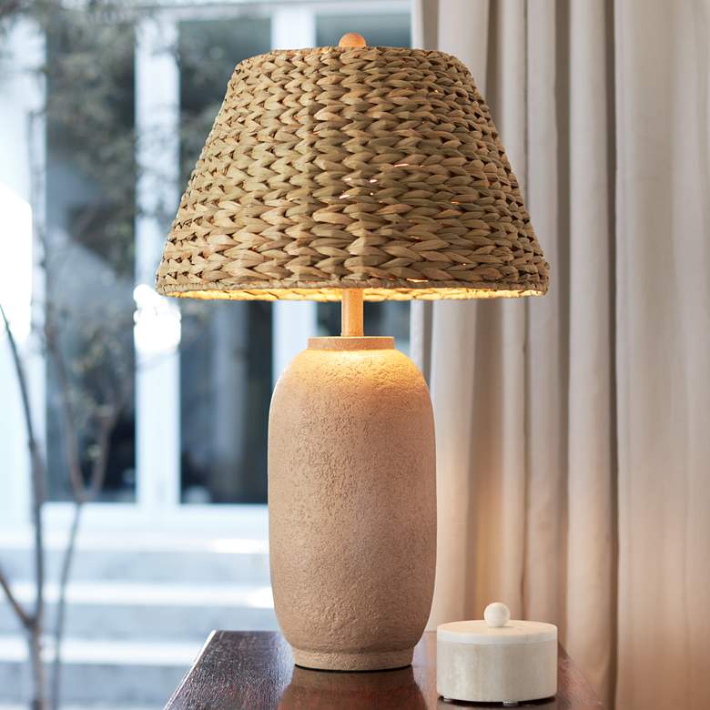 Image 1 360 Lighting 30" High Seagrass Shade Sand Finish Table Lamp