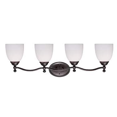 360 Lighting 31 3/4" Wide 4-Light Bronze and White Glass Bath Light