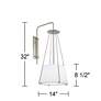 360 Lighting 32" High Linen and Brushed Nickel Plug-In Wall Sconce
