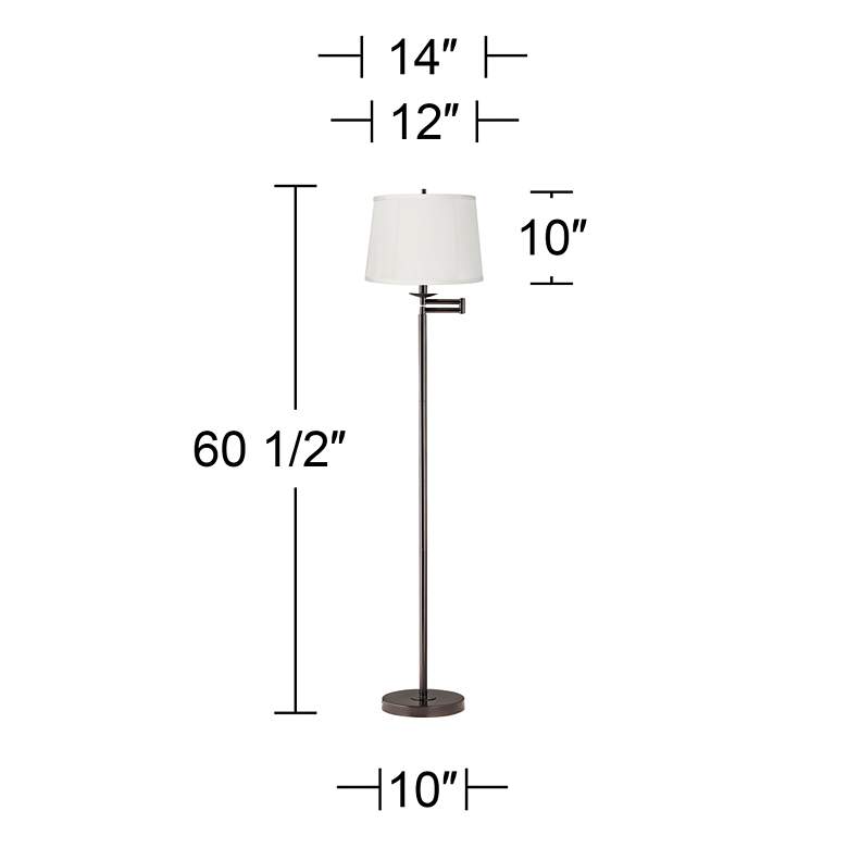 Image 3 360 Lighting 60 1/2" Beige Drum Bronze Swing Arm Floor Lamp more views