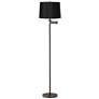 360 Lighting 60 1/2" Black Drum Bronze Swing Arm Floor Lamp