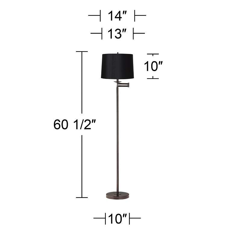 Image 5 360 Lighting 60 1/2" Black Drum Bronze Swing Arm Floor Lamp more views