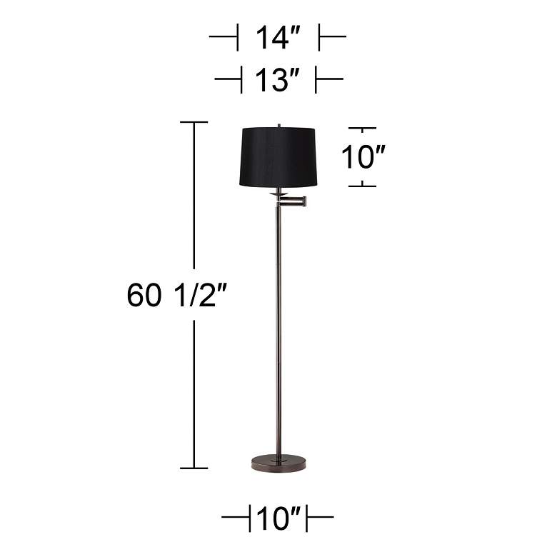 Image 5 360 Lighting 60 1/2 inch Black Drum Bronze Swing Arm Floor Lamp more views