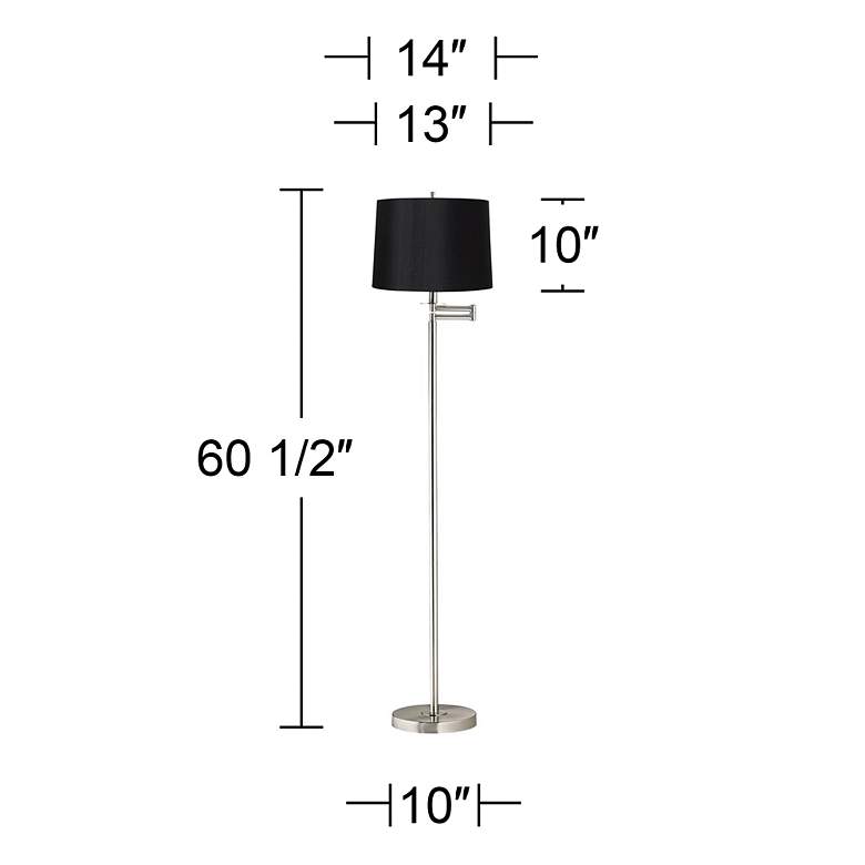 Image 4 360 Lighting 60 1/2" Black Drum Brushed Nickel Swing Arm Floor Lamp more views