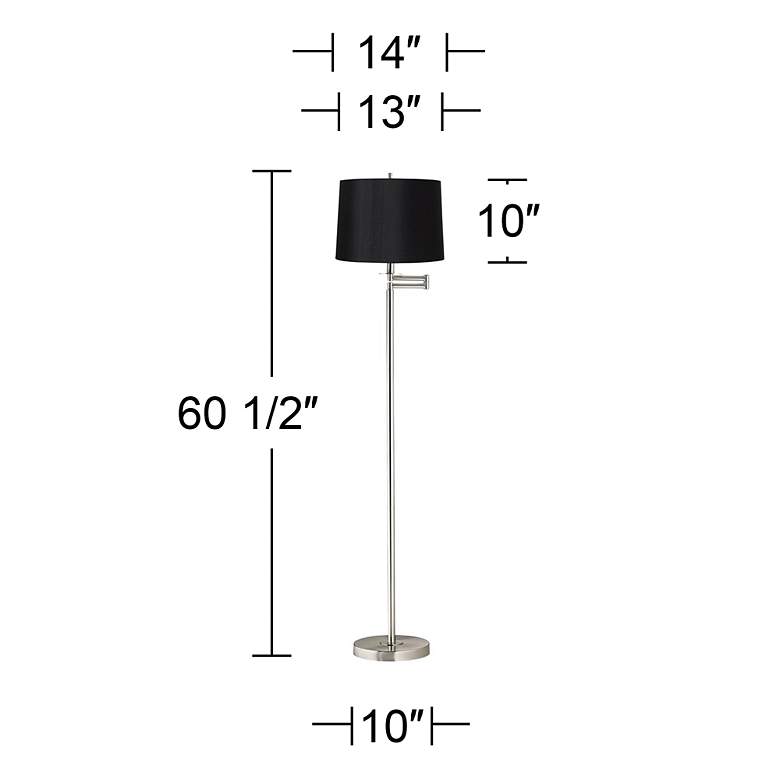 Image 4 360 Lighting 60 1/2 inch Black Drum Brushed Nickel Swing Arm Floor Lamp more views