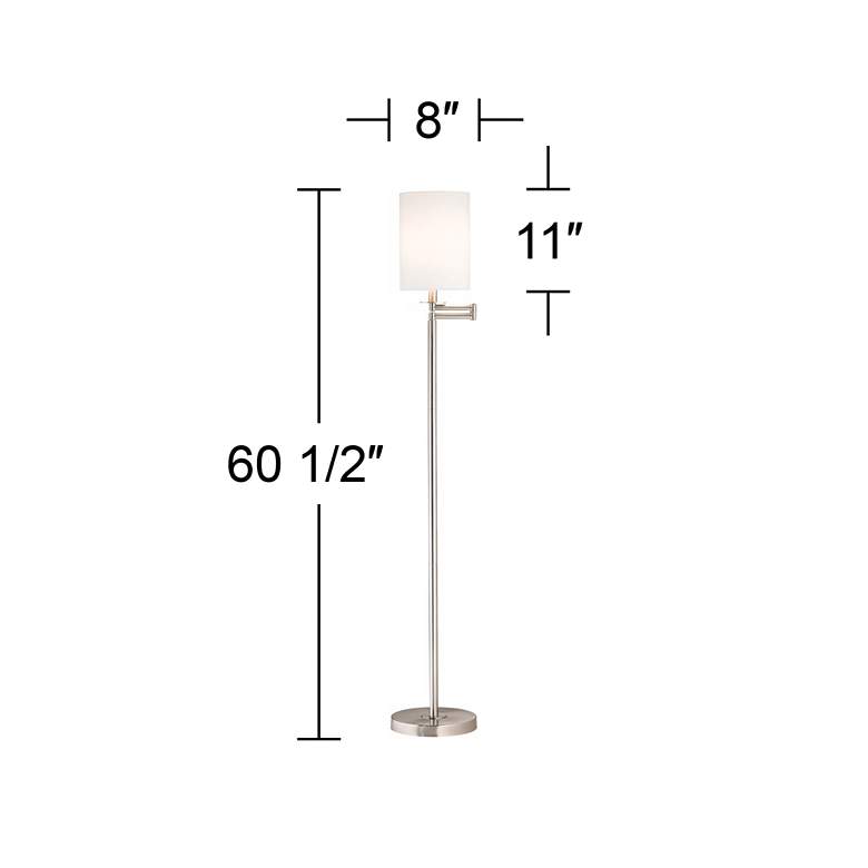 Image 3 360 Lighting 60 1/2 inch Drum Shade Brushed Nickel Swing Arm Floor Lamp more views