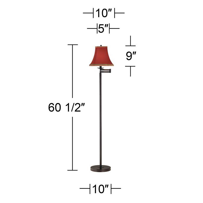 Image 3 360 Lighting 60 1/2" High Red Rust and Bronze Swing Arm Floor Lamp more views