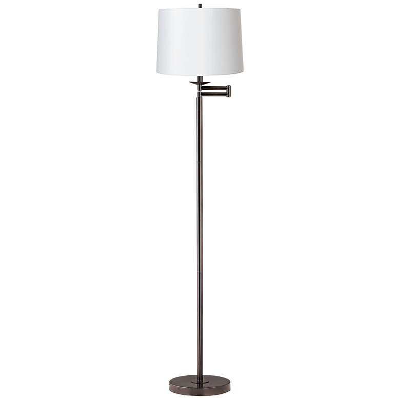 Image 1 360 Lighting 60 1/2 inch High White and Bronze Swing Arm Floor Lamp