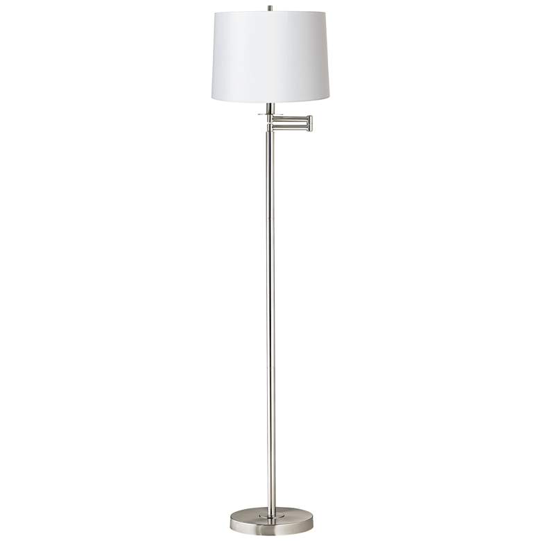 Image 2 360 Lighting 60 1/2" High White Brushed Nickel Swing Arm Floor Lamp