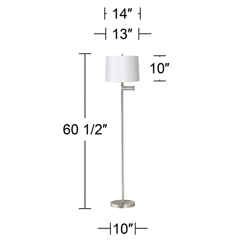 Image 3 360 Lighting 60 1/2 inch High White Brushed Nickel Swing Arm Floor Lamp more views