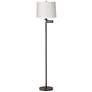 360 Lighting 60 1/2" High White Drum Bronze Swing Arm Floor Lamp