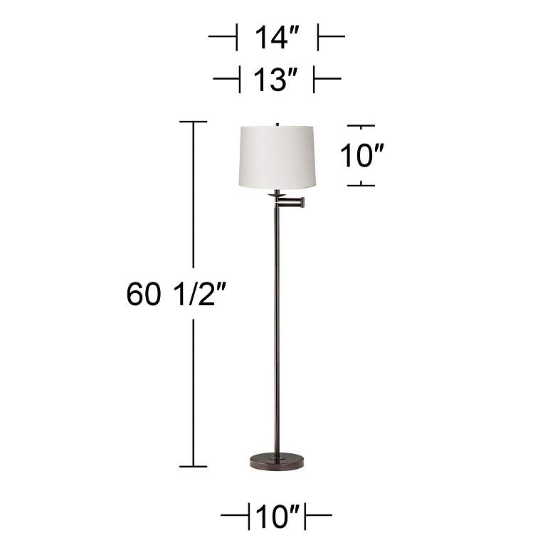 Image 5 360 Lighting 60 1/2" High White Drum Bronze Swing Arm Floor Lamp more views