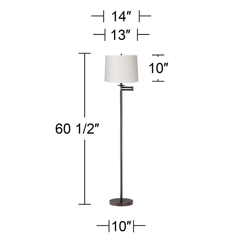 Image 5 360 Lighting 60 1/2 inch High White Drum Bronze Swing Arm Floor Lamp more views