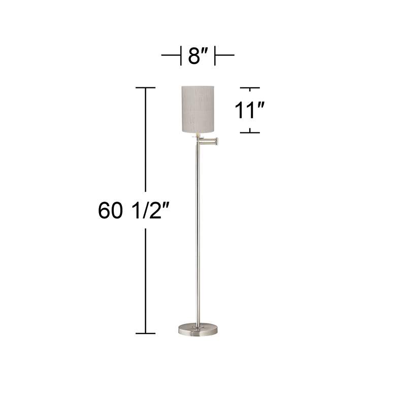 Image 3 360 Lighting 60 1/2" Ivory Linen Nickel Finish Swing Arm Floor Lamp more views