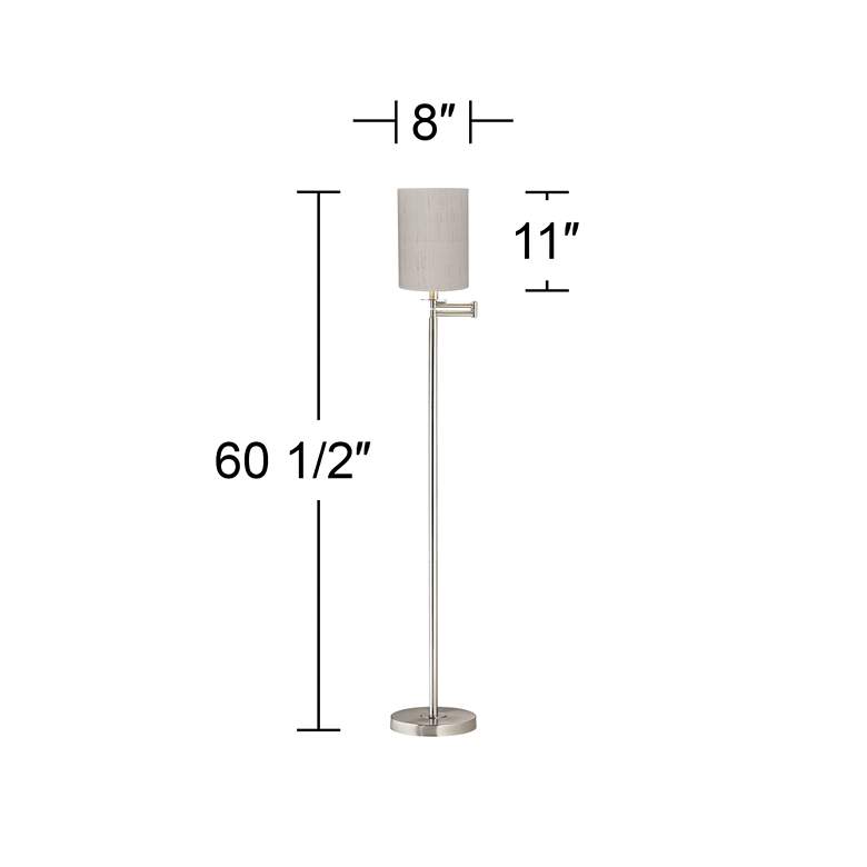 Image 3 360 Lighting 60 1/2 inch Ivory Linen Nickel Finish Swing Arm Floor Lamp more views