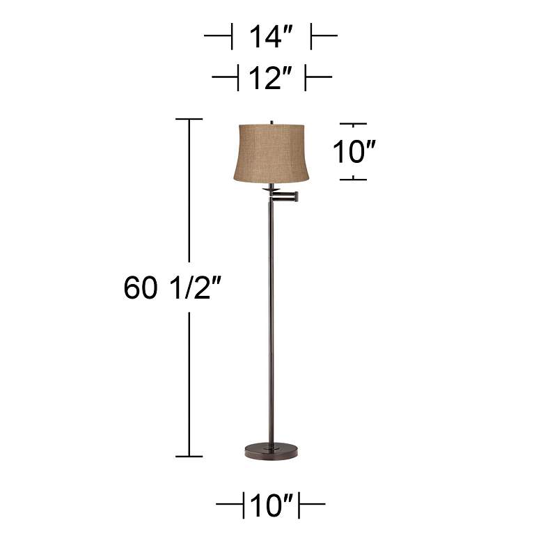Image 5 360 Lighting 60 1/2" Natural Burlap and Bronze Swing Arm Floor Lamp more views
