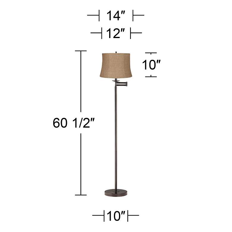 Image 5 360 Lighting 60 1/2 inch Natural Burlap and Bronze Swing Arm Floor Lamp more views