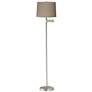 360 Lighting 60 1/2" Natural Linen Brushed Nickel Swing Arm Floor Lamp