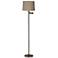 360 Lighting 60 1/2" Natural Linen Drum Bronze Swing Arm Floor Lamp