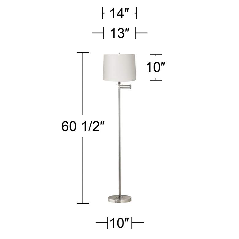 Image 3 360 Lighting 60 1/2" White Drum Brushed Nickel Swing Arm Floor Lamp more views