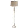 2_360 Lighting 60" High Linen Drum Vintage Chic Antique White Floor Lamp