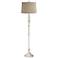 360 Lighting 60" High Linen Drum Vintage Chic Antique White Floor Lamp