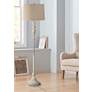 1_360 Lighting 60" High Linen Drum Vintage Chic Antique White Floor Lamp