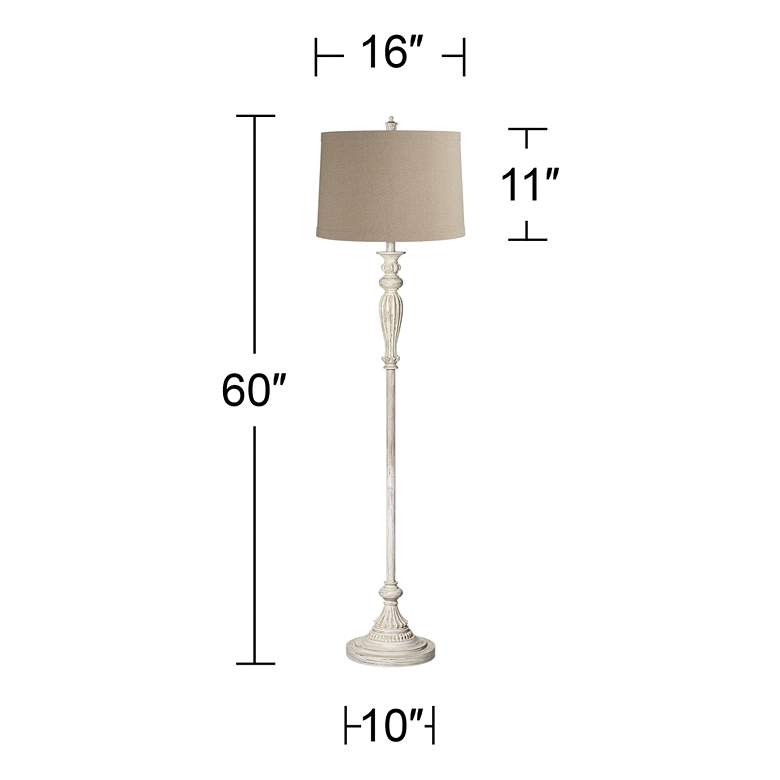 Image 7 360 Lighting 60" High Linen Drum Vintage Chic Antique White Floor Lamp more views
