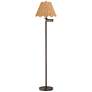 1_360 Lighting 60" High Natural Rattan and Bronze Swing Arm Floor Lamp