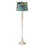 1_360 Lighting 60" Peacock Print Shade Antique White Floor Lamp