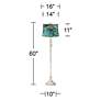 5_360 Lighting 60" Peacock Print Shade Antique White Floor Lamp more views