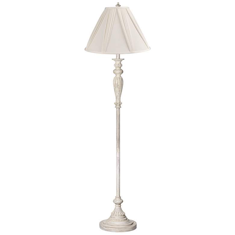 Image 2 360 Lighting 60" Traditional Ivory Pleat and Antique White Floor Lamp