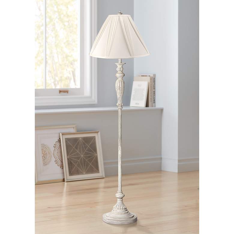 Image 1 360 Lighting 60" Traditional Ivory Pleat and Antique White Floor Lamp