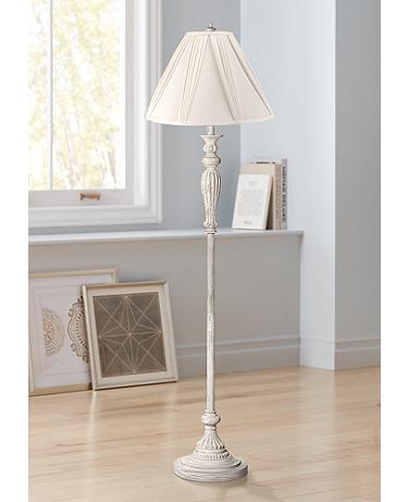 360 Lighting 60" Traditional Ivory Pleat and Antique White Floor Lamp