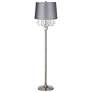 360 Lighting 62 1/2" Crystals Gray Shade Brushed Nickel Floor Lamp