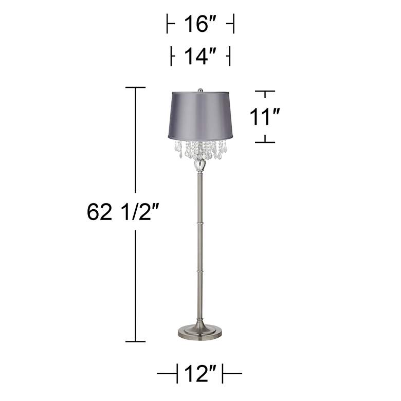 Image 3 360 Lighting 62 1/2" Crystals Gray Shade Brushed Nickel Floor Lamp more views