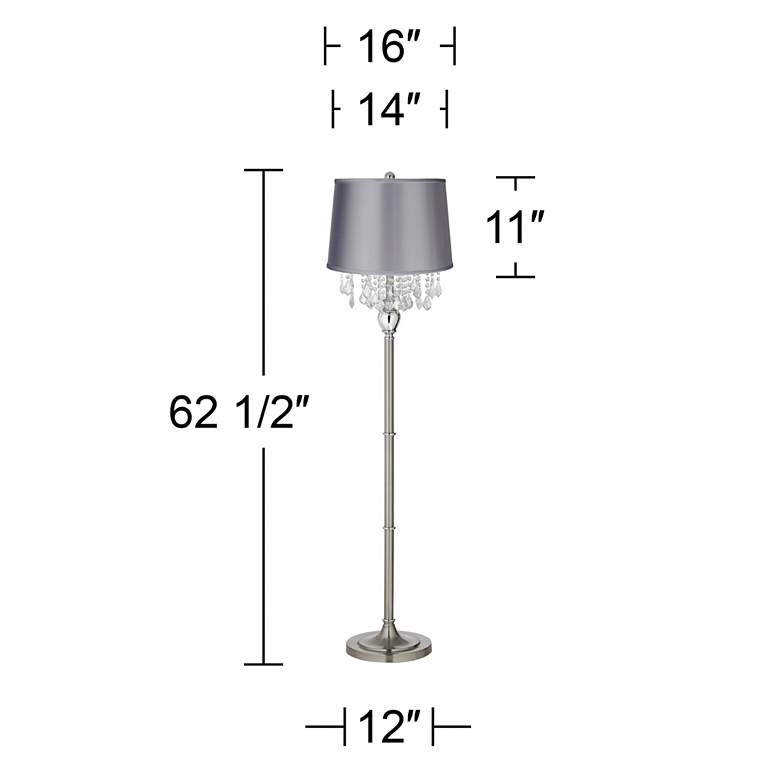 Image 3 360 Lighting 62 1/2 inch Crystals Gray Shade Brushed Nickel Floor Lamp more views