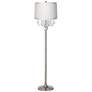 360 Lighting 62 1/2" Crystals Off-White Shade Satin Steel Floor Lamp