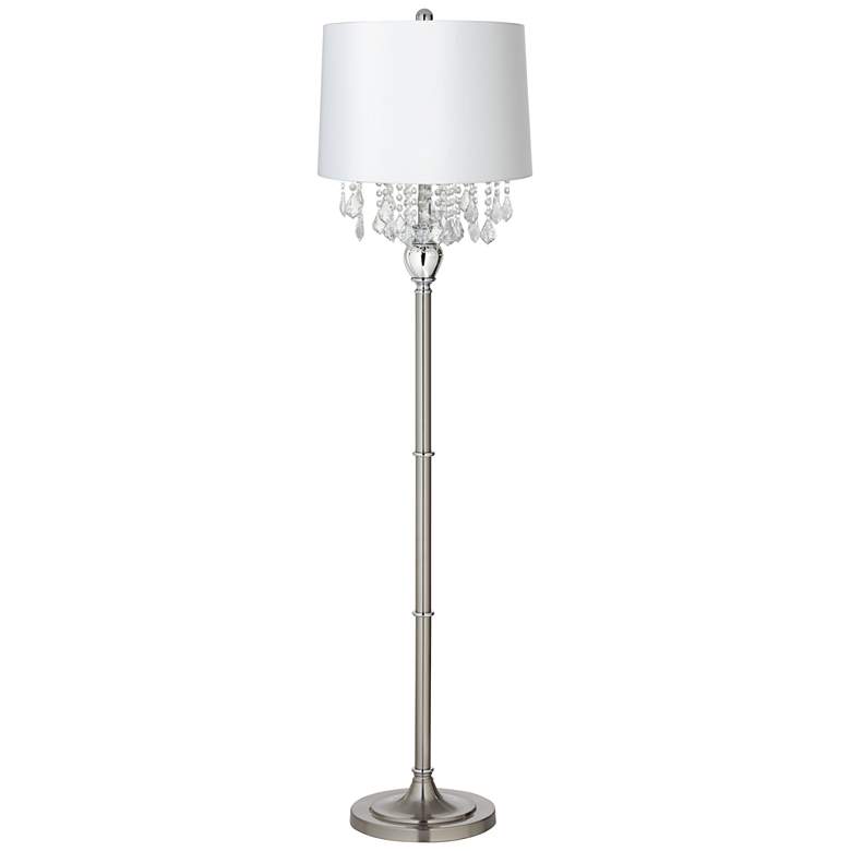 Image 2 360 Lighting 62 1/2 inch Crystals White Shade Brushed Nickel Floor Lamp