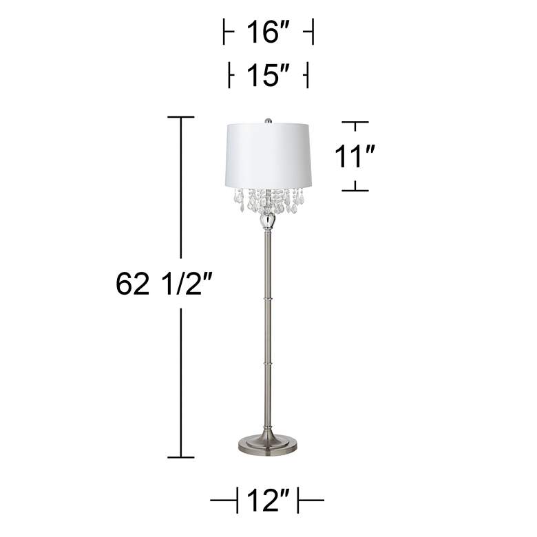 Image 3 360 Lighting 62 1/2" Crystals White Shade Brushed Nickel Floor Lamp more views
